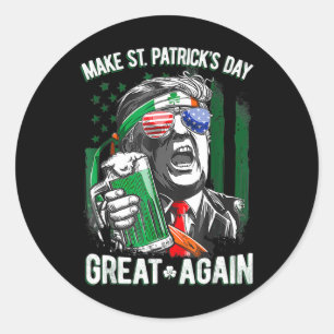 Sticker Rond Refaisons la Saint-Patrick Grande Encore Lutins Ir