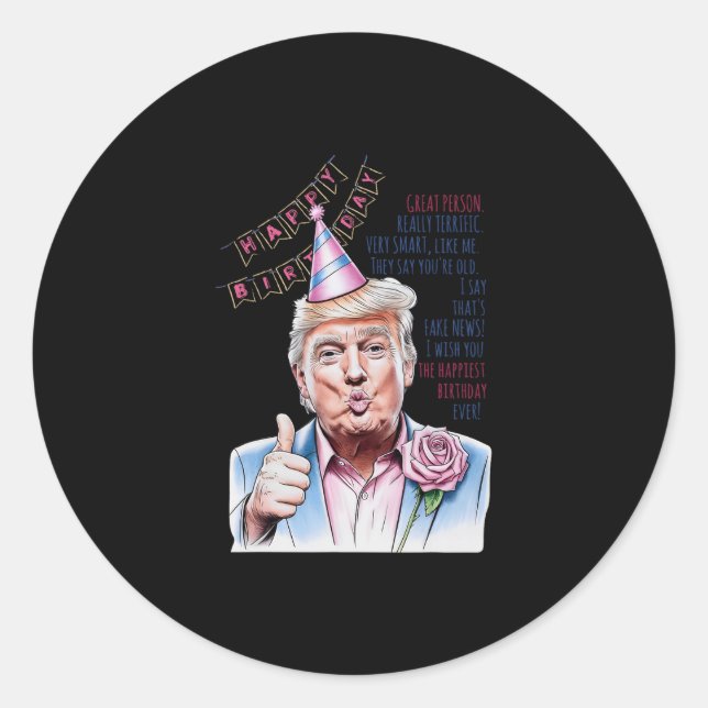 Sticker Rond Refaisons Mon Anniversaire Encore Donald Trump Joy (Devant)