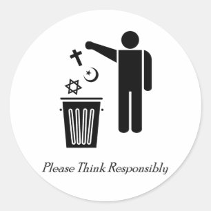 Sticker Rond Réfléchissez de manière responsable