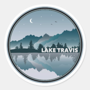 Sticker Rond Reflet du lac Travis Austin Texas