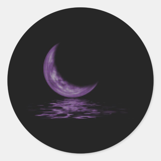 Sticker Rond Réflexion Crescent Moon Sur Le Lac Purple (Devant)
