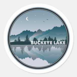 Sticker Rond Réflexion de Buckeye Lake Ohio