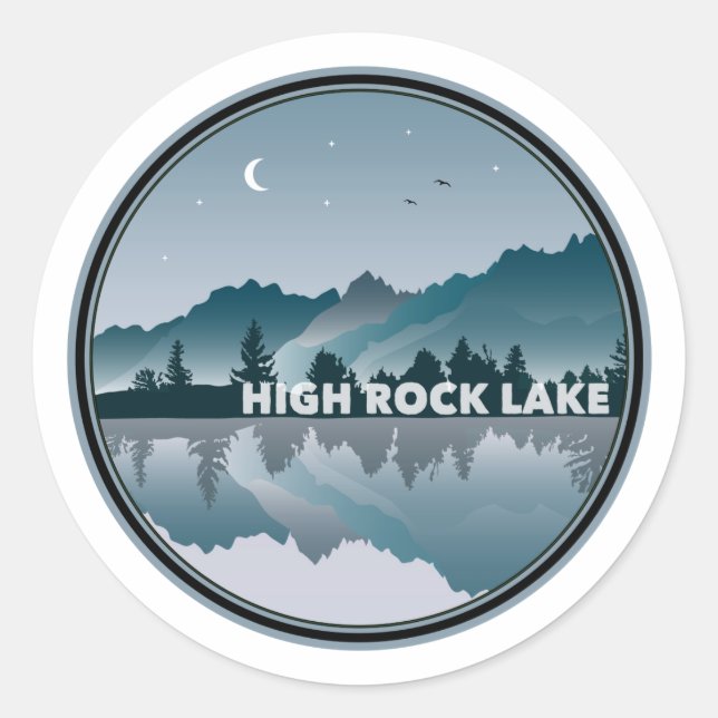 Sticker Rond Réflexion de High Rock Lake North Carolina (Devant)