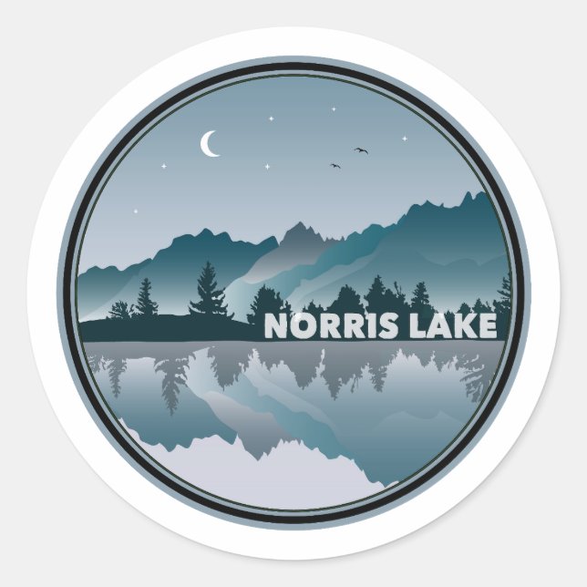 Sticker Rond Réflexion de Norris Lake Tennessee (Devant)