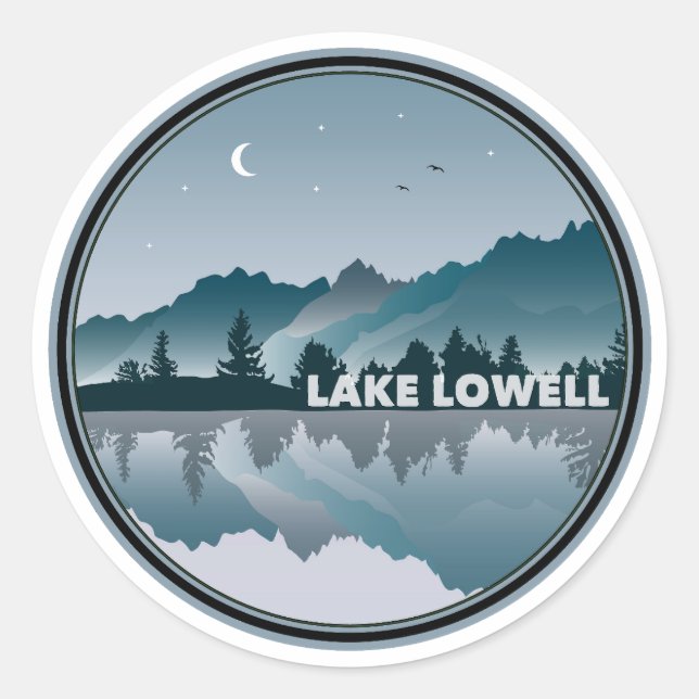 Sticker Rond Réflexion du lac Lowell Idaho (Devant)