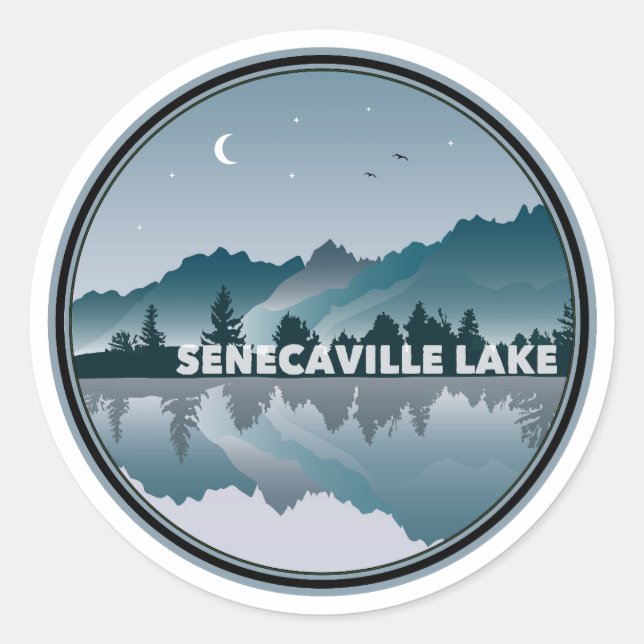 Sticker Rond Réflexion du lac Senecaville dans l'Ohio (Devant)