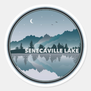 Sticker Rond Réflexion du lac Senecaville dans l'Ohio
