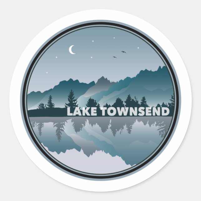 Sticker Rond Réflexion du lac Townsend en Caroline du Nord (Devant)
