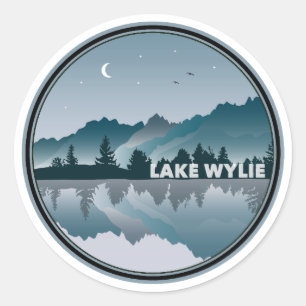 Sticker Rond Réflexion du lac Wylie en Caroline du Nord