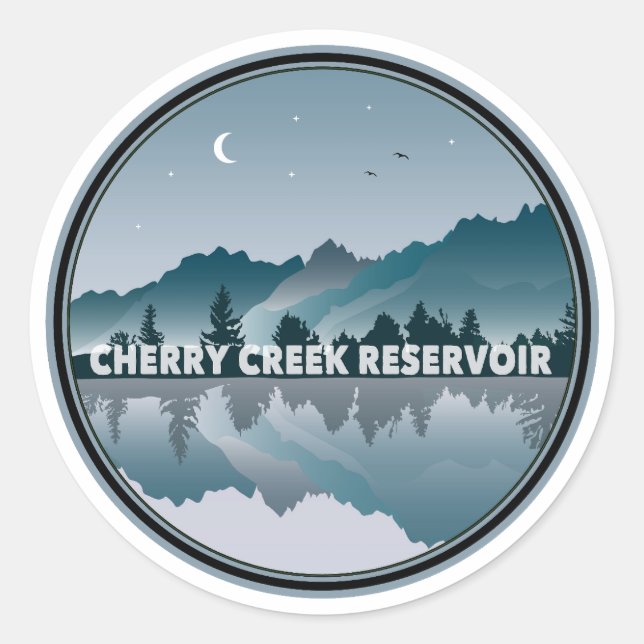 Sticker Rond Réflexion du réservoir de Cherry Creek (Devant)