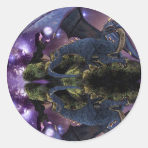 Sticker Rond Réflexions d'un bassin de dragons