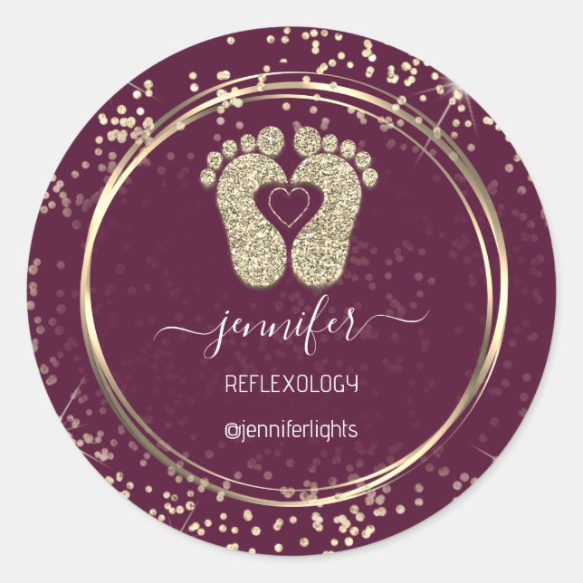 Sticker Rond Reflexologie Pieds Confetti Gold Parties scintilla (Devant)