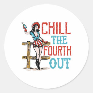 Sticker Rond Refroidissez le quatrième 4 juillet patriotique in