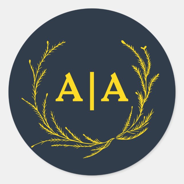 Sticker Rond Regal Contrast Midnight Blue & Gold Monogram  (Devant)