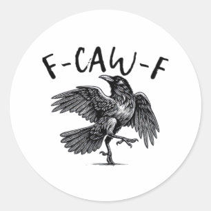 Sticker Rond Regard drôle gothique F Corbeau F Style décontract