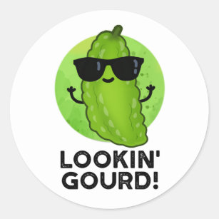 Sticker Rond Regard Gourd Funny Veggie Puns