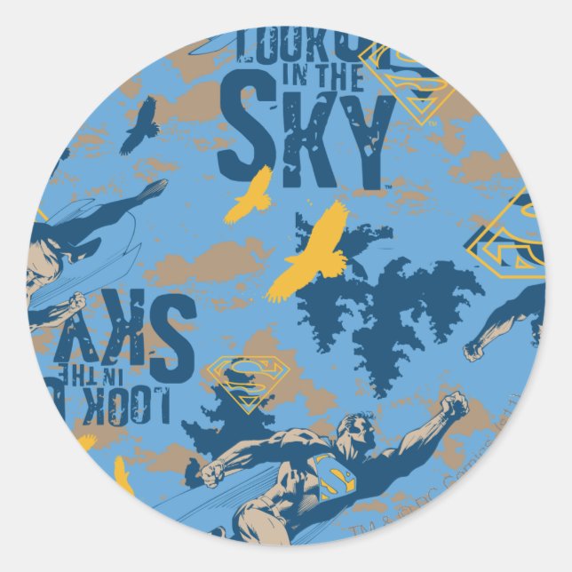 Sticker Rond Regarde, dans le ciel en bleu (Devant)