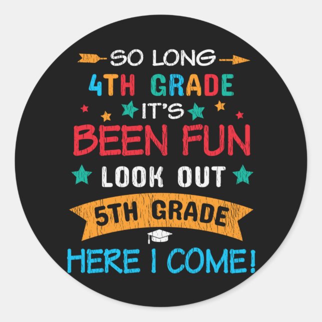 Sticker Rond Regarde En 5e Année Je Reviens À L'École (Devant)