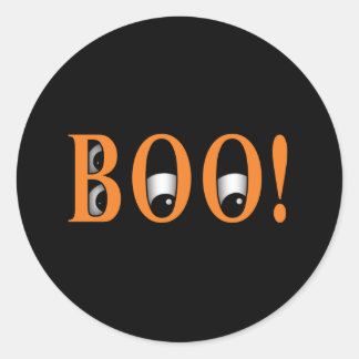 Sticker Rond Regarde un BOO ! Yeux d'Halloween