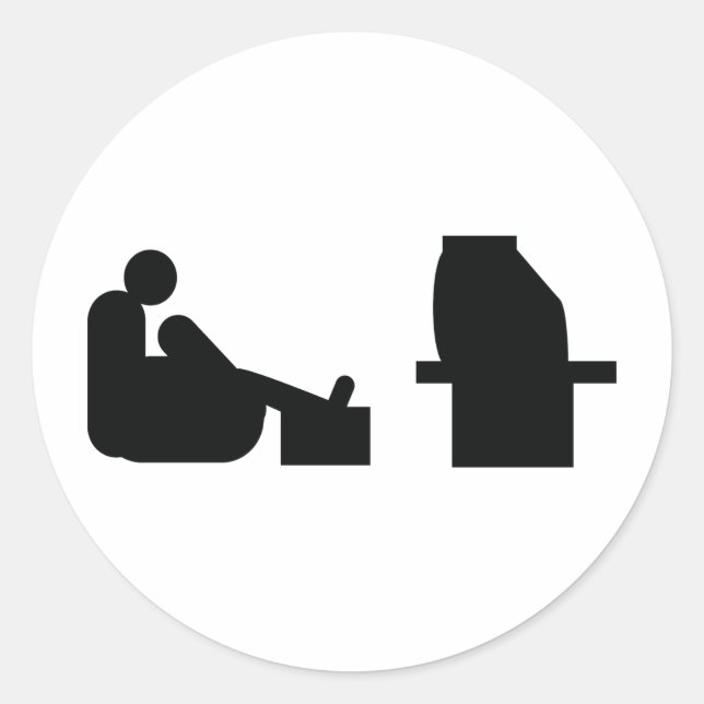 Sticker Rond regarder la télévision (Devant)