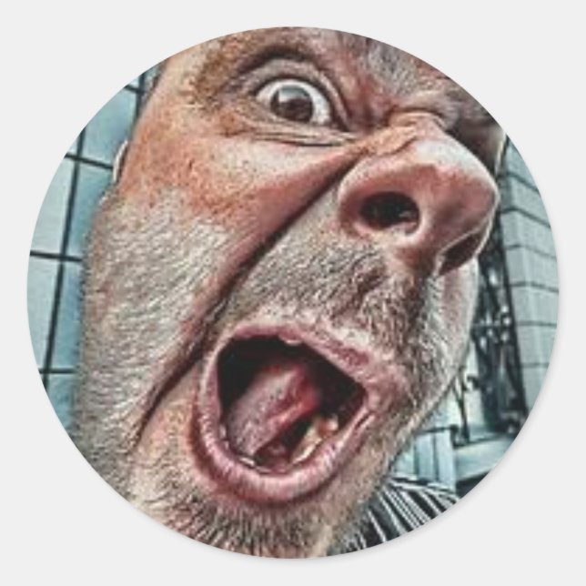 Sticker Rond "Regarder sur toi" Visage de Goofy (Devant)