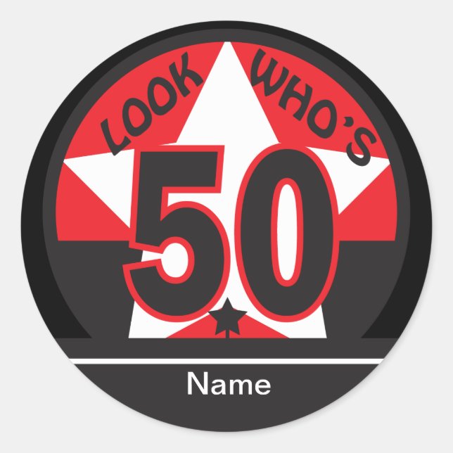 Sticker Rond Regardez qui a 50 ans | 50e anniversaire (Devant)