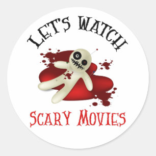 Sticker Rond Regardons Des Films Effrayants, Un Film D'Horreur 