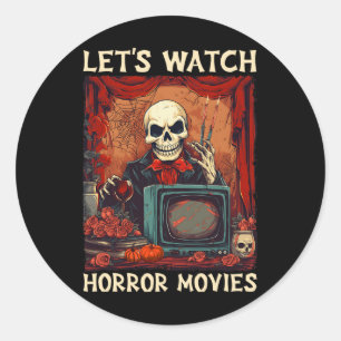 Sticker Rond Regardons les films d'horreur Gothic Halloween Ske