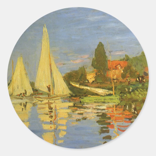Sticker Rond Régate à Argenteuil par Claude Monet (Devant)