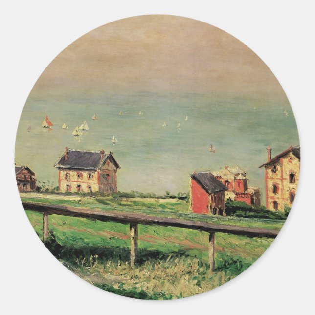 Sticker Rond Régate à Villerville par Gustave Caillebotte (Devant)