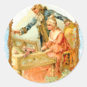 Sticker Rond Regency French style Romantique Couple de musique