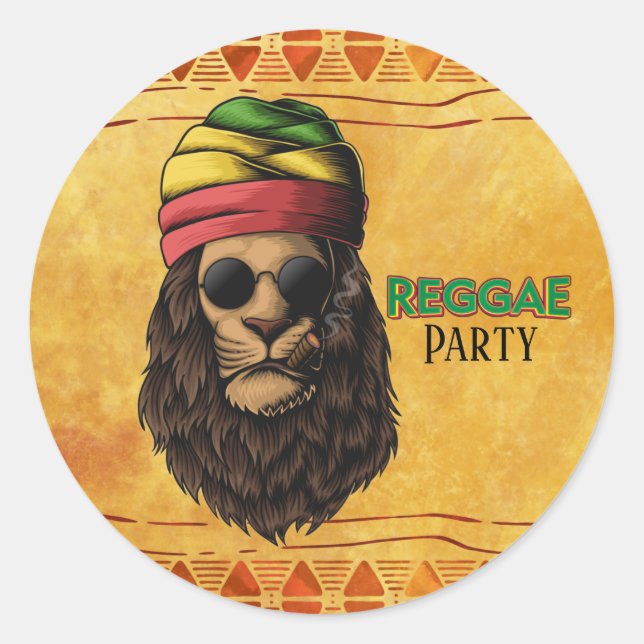Sticker Rond Reggae Jamaican Birthday Party (Devant)