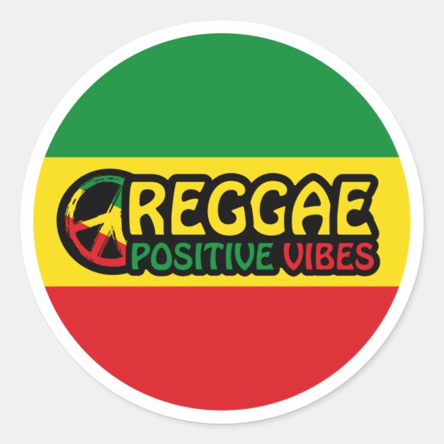 Sticker Rond Reggae Music with positive vibes and reggae flag (Devant)