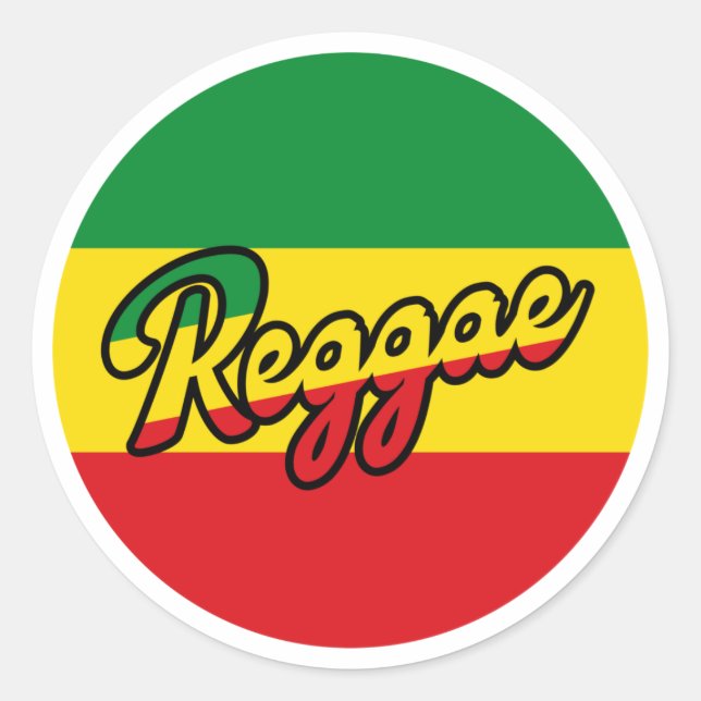 Sticker Rond Reggae Music with reggae flag colors (Devant)