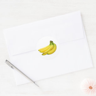 STICKER ROND RÉGIME DE BANANES FRUIT JAUNE