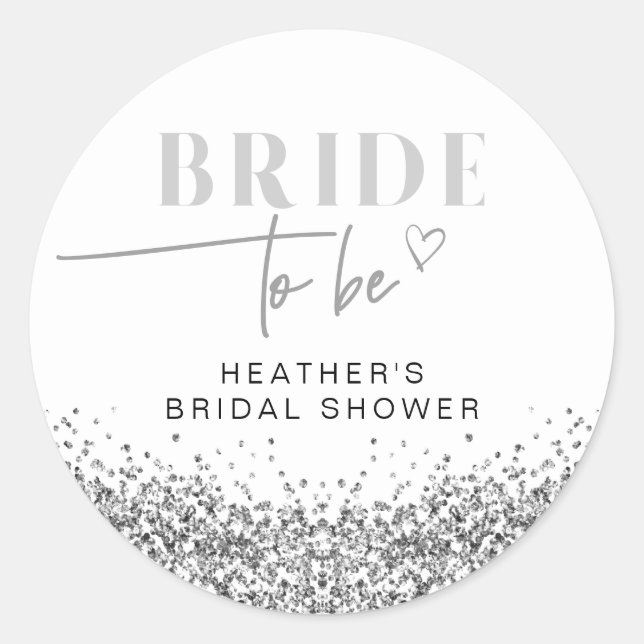 Sticker Rond REGINA Silver Sequins Mariée pour être Douche (Devant)