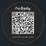 Sticker Rond Registre de Mariage scannable minimaliste de code<br><div class="desc">customisez avec n'importe quel texte.</div>