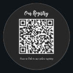 Sticker Rond Registre de Mariage scannable minimaliste de code<br><div class="desc">customisez avec n'importe quel texte.</div>