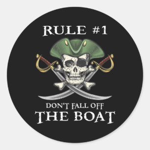 Sticker Rond Règle #1 Ne tombez pas de la partie pirate de croi