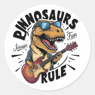 Sticker Rond Règle des dinosaures