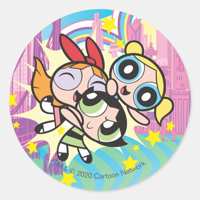 Sticker Rond Règle Powerpuff Girls (Devant)