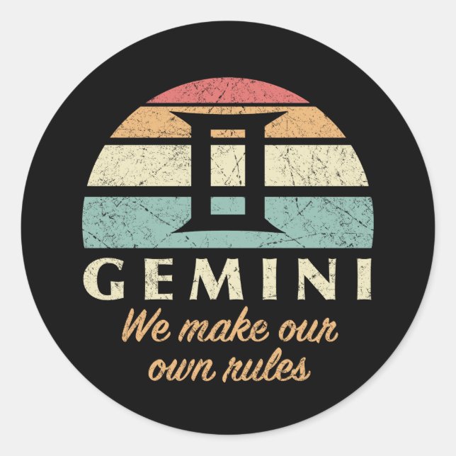 Sticker Rond Règles amusantes de Zodiac Gemini (Devant)