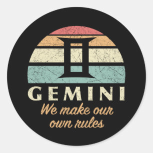 Sticker Rond Règles amusantes de Zodiac Gemini
