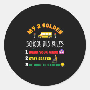 Sticker Rond Règles d'autobus scolaire pour les élèves Funky Sc