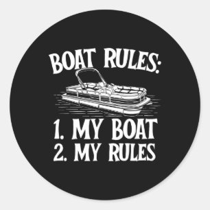 Sticker Rond Règles de bateau - Voile Bateau Lac Capitaine de b