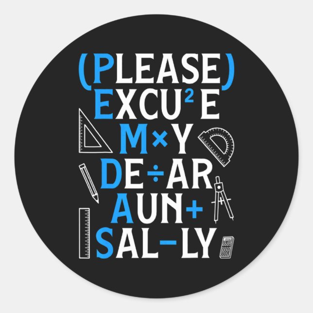 Sticker Rond Règles de maths drôles Pemdas Pun enseignants jour (Devant)