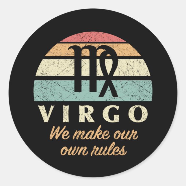 Sticker Rond Règles drôles de Zodiac Virgo (Devant)