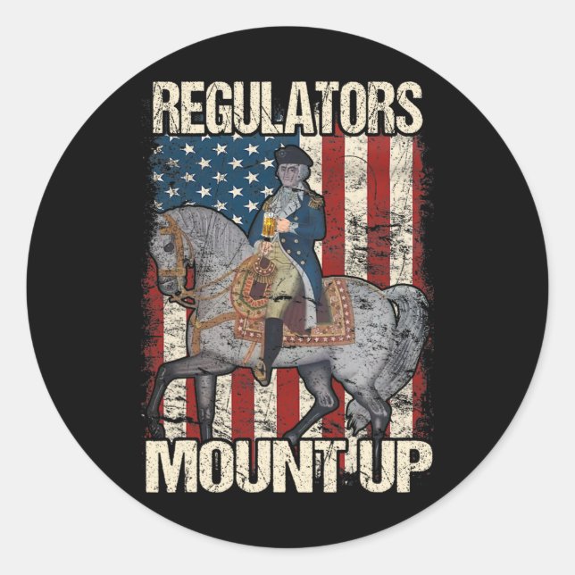 Sticker Rond Régulateurs amusants 4 juillet Fête de l'Indépenda (Devant)