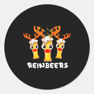 Sticker Rond Reinbeers Funny Reindeer Beer Christmas Drinking X