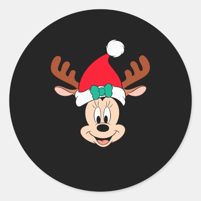 Sticker Rond Reindeer Antlers Santa Hat  (Devant)
